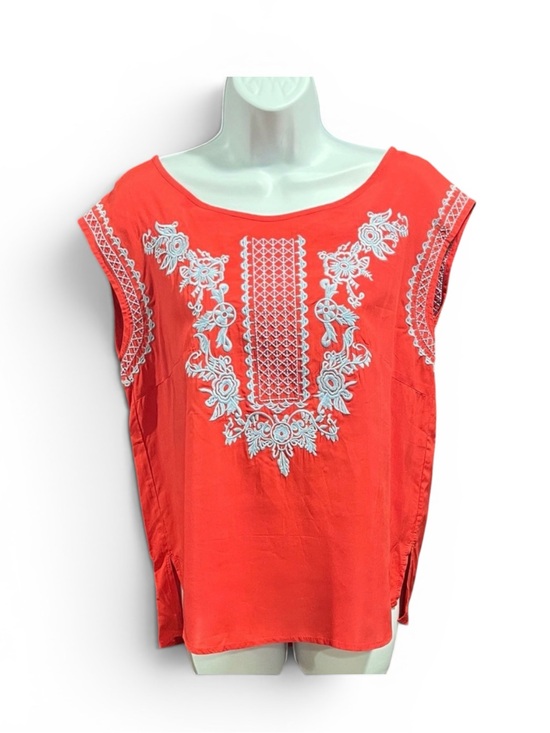 E2 Clothing Tops - E2 Clothing Embroidered Orange Women's Top